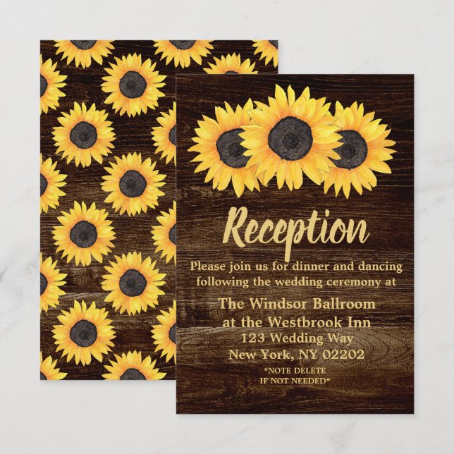 Invitation Carton de réception de mariage en bois avec tourne (Devant / Derrière)