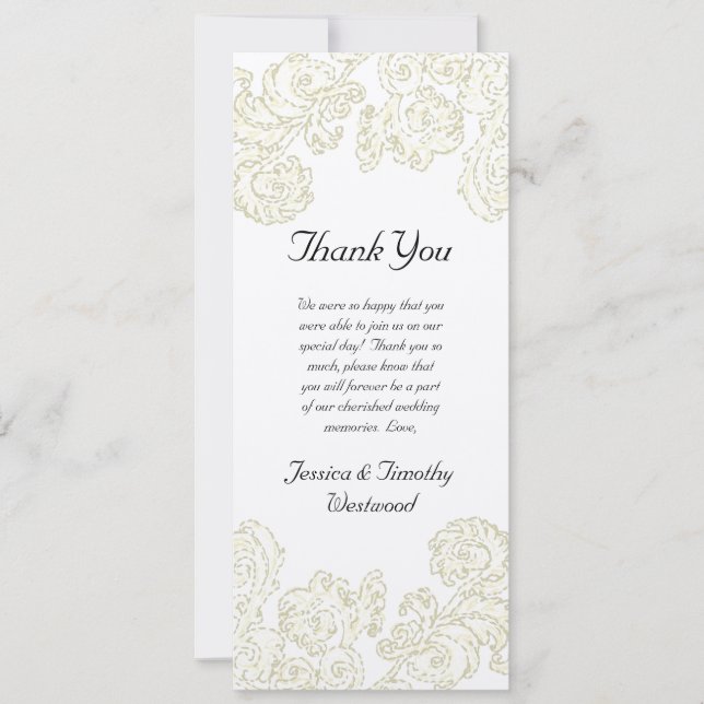 Invitation Carton de remerciement de mariage aux élégants rou (Devant)