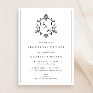 Invitation Carton de Répétition de Mariage Élégant avec Monog