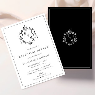 Invitation Carton de Répétition de Mariage Élégant avec Monog
