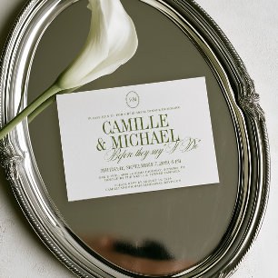 Invitation Carton de Répétition de Mariage Élégant Vert Olive