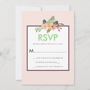Invitation Carton de réponse de mariage de coin floral aquare