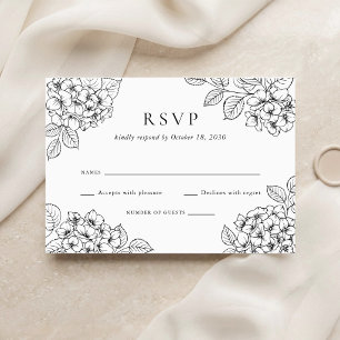 Invitation Carton de réponse de mariage élégant aux hortensia