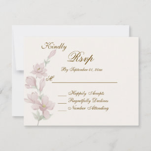 Invitation Carton de réponse de mariage floral rose pâle élég