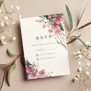 Invitation Carton de réponse floral orchidée rose menthe aqua