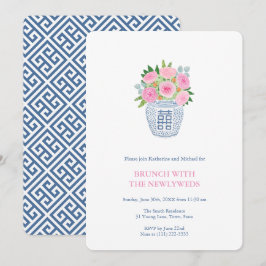 Invitation Carton de roses roses Navy Preppy Jar de gingembre