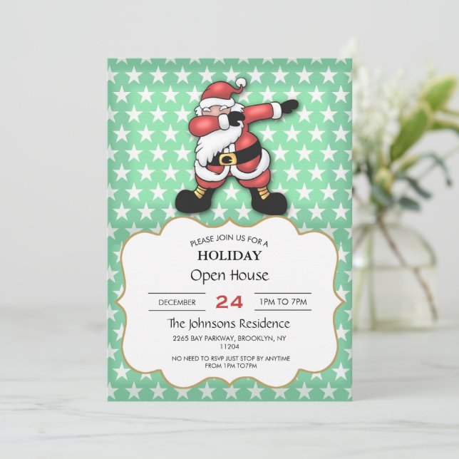 Invitation Carton de Santa claus dabbing (Debout devant)