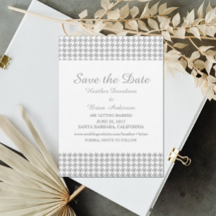 Invitation Carton de sauvegarde à motif pied de poule, Gris