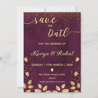 Invitation Carton de sauvegarde de date Burgundy & Or