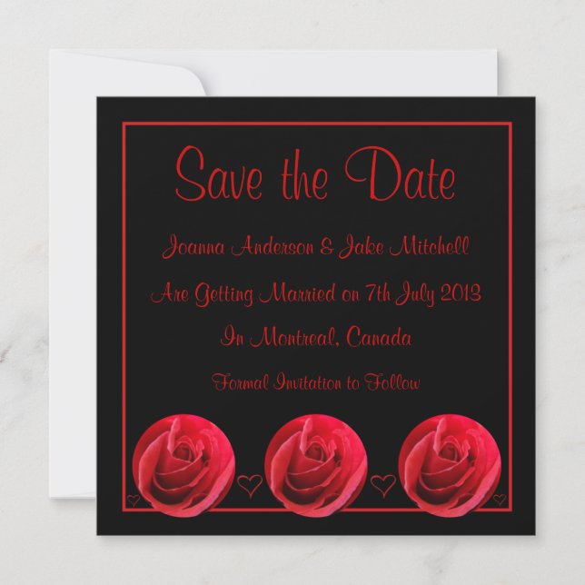 Invitation Carton de Sauvegarde de Date Fleur de Rose Rouge (Devant)