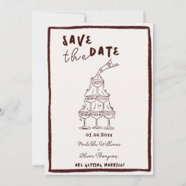 Invitation Carton de Save The Date Vin Chaud Fantaisiste