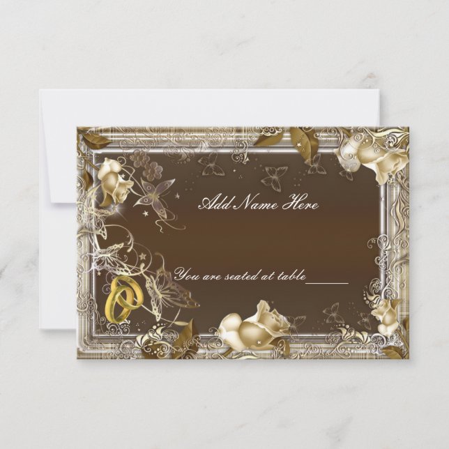 Invitation Carton de table Élégance Rustique Rose Blanche (Devant)