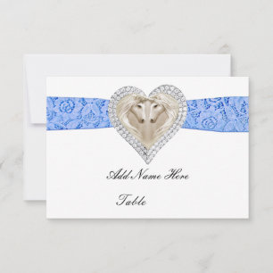 Invitation Carton de table Licorne Bleu Dentelle