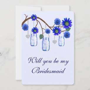 Invitation Carton Demoiselle d'Honneur Pots en Verre Fleurs B