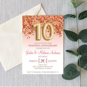 Invitation Carton d'invitation 10ème anniversaire de mariage 