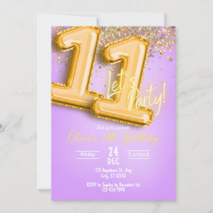 Invitation Carton d'invitation 11ème anniversaire Paillettes 
