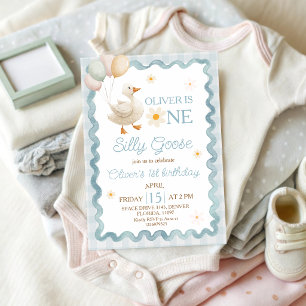 Invitation Carton d'invitation 1er anniversaire Silly Goose G