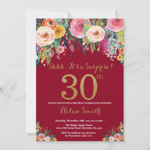 Invitation Carton d'invitation 30 ans surprise florale de Bou