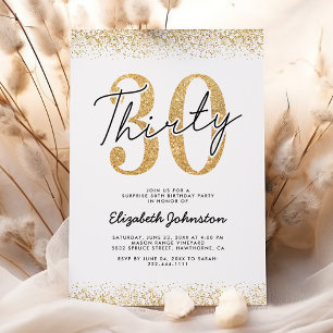 Invitation Carton d'invitation 30ème anniversaire paillettes 