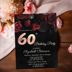 Invitation Carton d'invitation 60 ans Anniversaire Roses Roug
