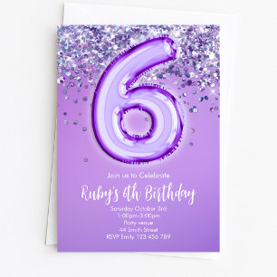Invitation Carton d'invitation 6ème anniversaire Paillettes V