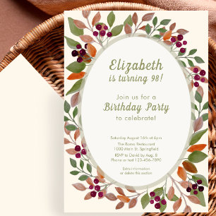 Invitation Carton d'invitation 98ème anniversaire Feuilles d'