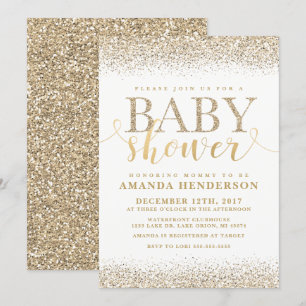 Invitation Carton d'invitation à la baby shower avec faux str