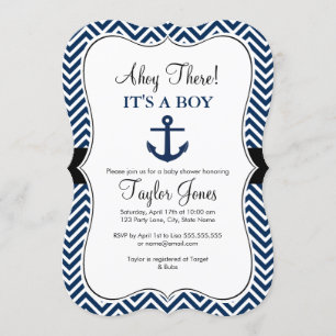 Invitation Carton d'invitation à la baby shower Blanc Nautiqu