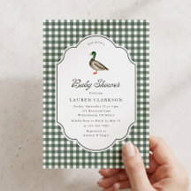 Carton d'invitation à la baby shower Canard colver
