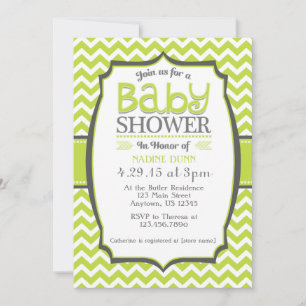 Invitation Carton d'invitation à la baby shower Chevron Gris 