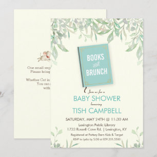 Invitation Carton d'invitation à la Baby Shower Livres et Bru