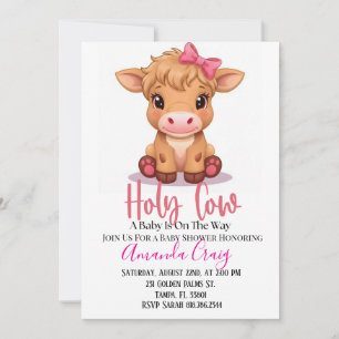 Invitation Carton d'invitation à la Baby Shower Sainte Vache