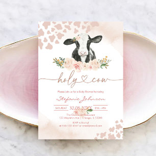 Invitation Carton d'invitation à la baby shower Vache Sacrée