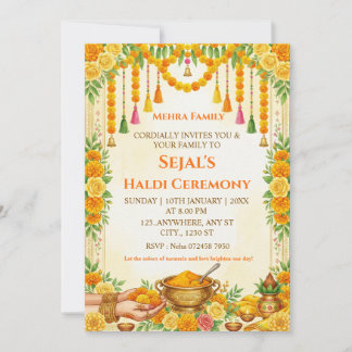 Invitation Carton d'invitation à la cérémonie de Haldi