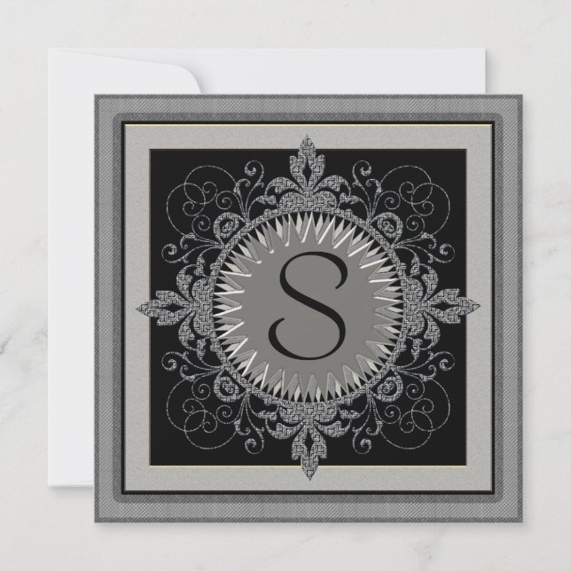 Invitation Carton d'invitation à la fête d'anniversaire Monog (Devant)