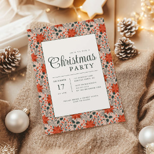Invitation Carton d'invitation à la fête de Noël au poinsetti