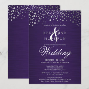 Invitation Carton d'invitation à pois en confettis violets et