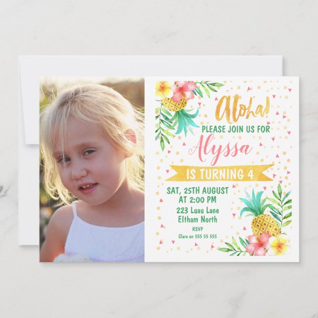 Invitation Carton d'invitation à un anniversaire Aloha aquare (Devant)