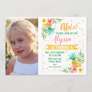 Invitation Carton d'invitation à un anniversaire Aloha aquare