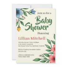 Carton d'invitation à une baby shower aquarelle au
