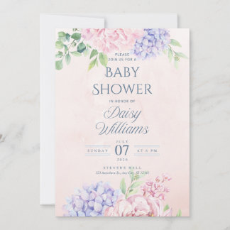 Invitation Carton d'invitation à une baby shower aquarelle fl