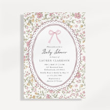 Carton d'invitation à une baby shower avec nœud ro