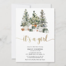 Carton d'invitation à une baby shower avec un arbr