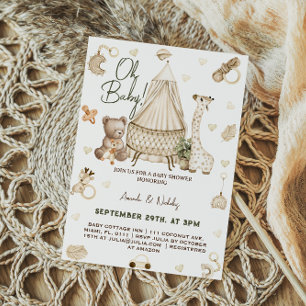 Invitation Carton d'invitation à une baby shower Boho pour bé