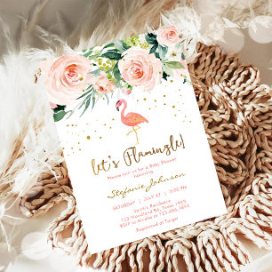 Invitation Carton d'invitation à une baby shower Flamant Rose