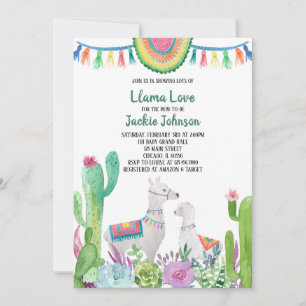 Invitation Carton d'invitation à une Baby Shower Llama