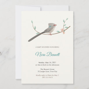 Invitation Carton d'invitation à une baby shower Oiseau-souri