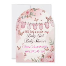 Carton d'invitation à une baby shower rose tendre 