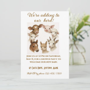 Invitation Carton d'invitation à une baby shower sur le thème