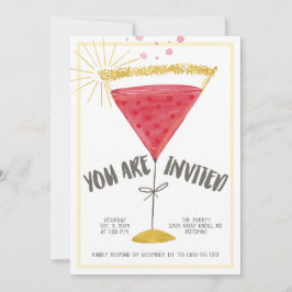 Invitation Carton d'invitation à une fête au cocktail au verr